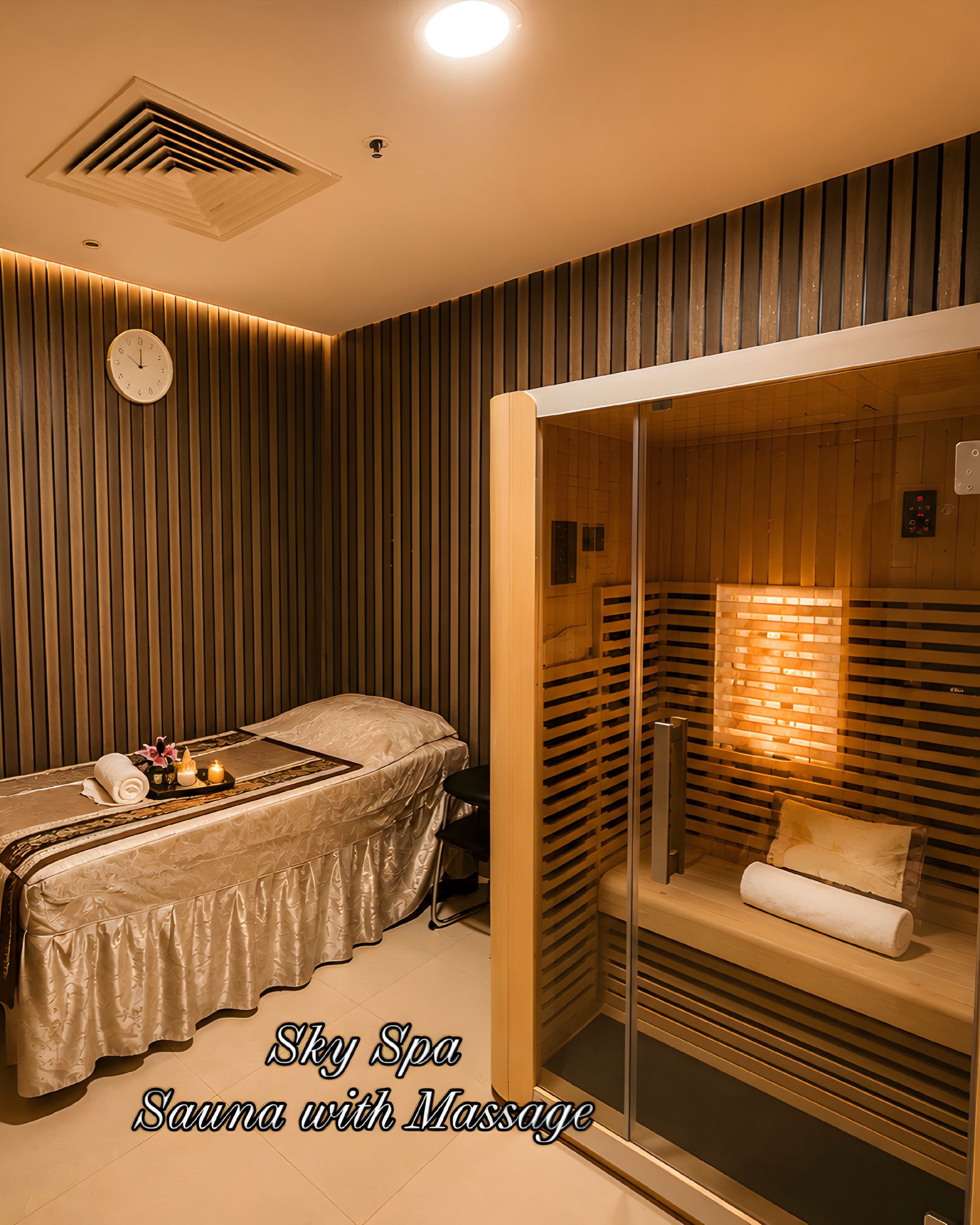 Sky Spa sauna and massage room