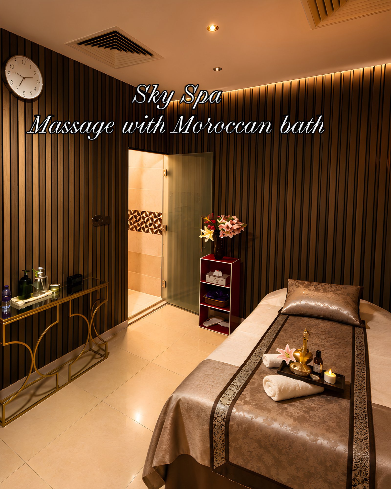 Sky Spa massage room with Moroccan bath